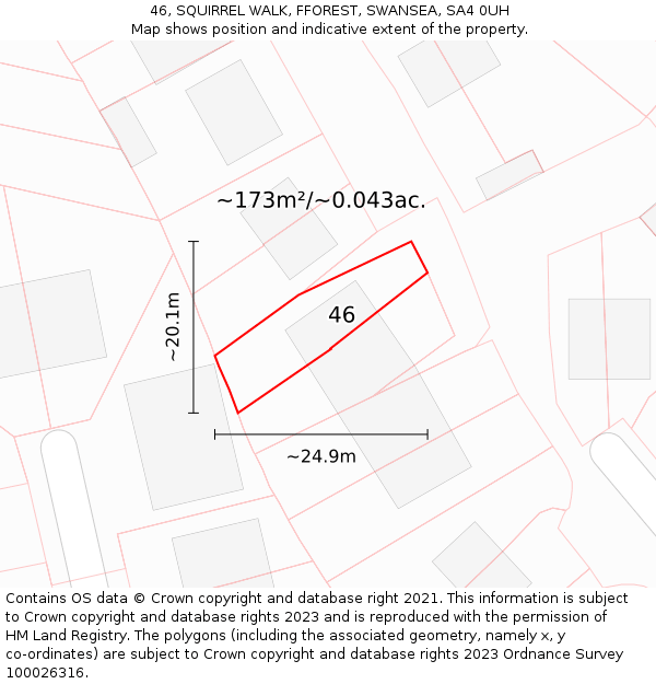 46, SQUIRREL WALK, FFOREST, SWANSEA, SA4 0UH: Plot and title map