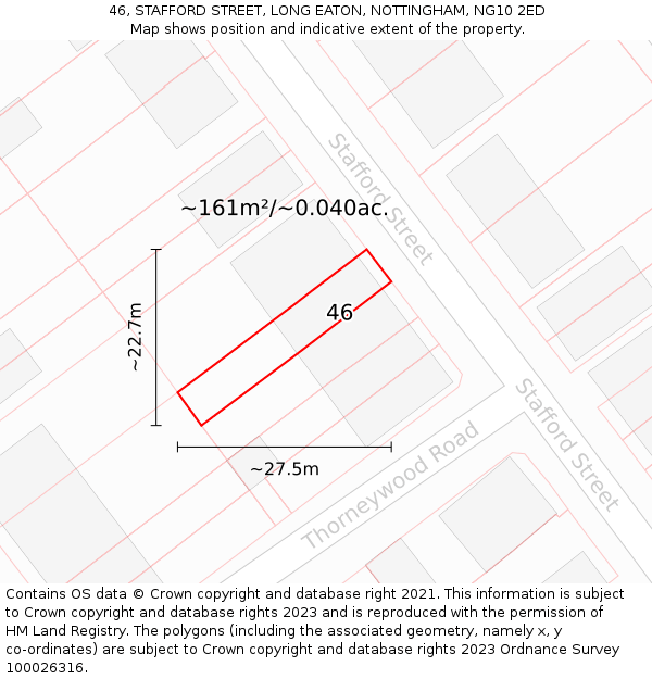 46, STAFFORD STREET, LONG EATON, NOTTINGHAM, NG10 2ED: Plot and title map