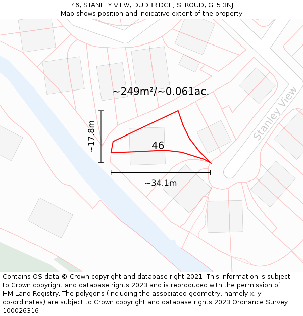 46, STANLEY VIEW, DUDBRIDGE, STROUD, GL5 3NJ: Plot and title map