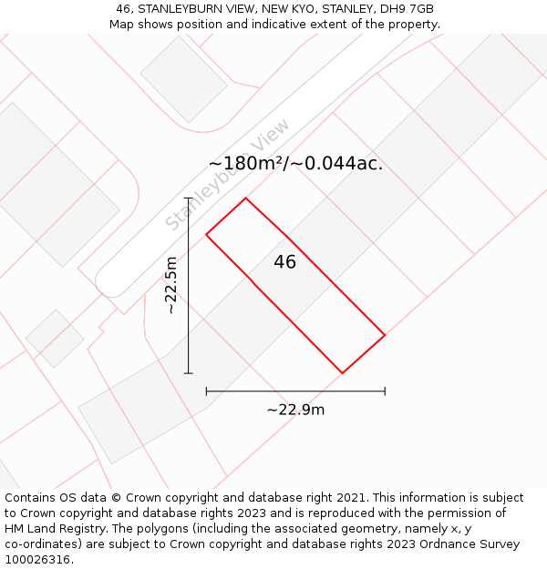 46, STANLEYBURN VIEW, NEW KYO, STANLEY, DH9 7GB: Plot and title map