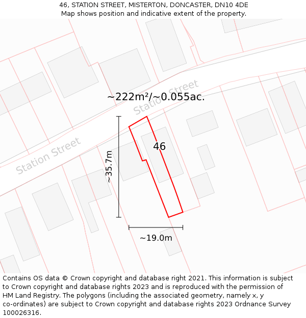 46, STATION STREET, MISTERTON, DONCASTER, DN10 4DE: Plot and title map