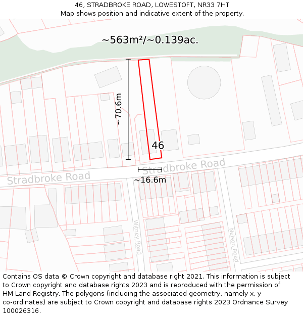 46, STRADBROKE ROAD, LOWESTOFT, NR33 7HT: Plot and title map