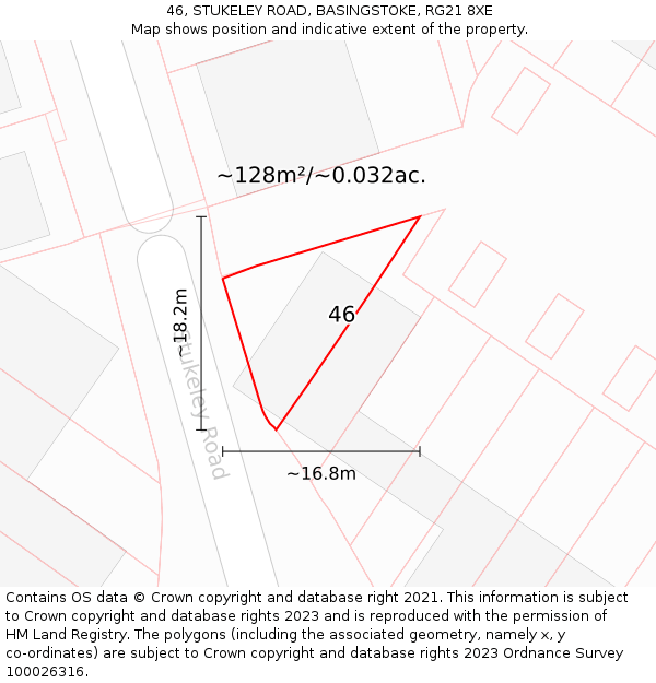 46, STUKELEY ROAD, BASINGSTOKE, RG21 8XE: Plot and title map