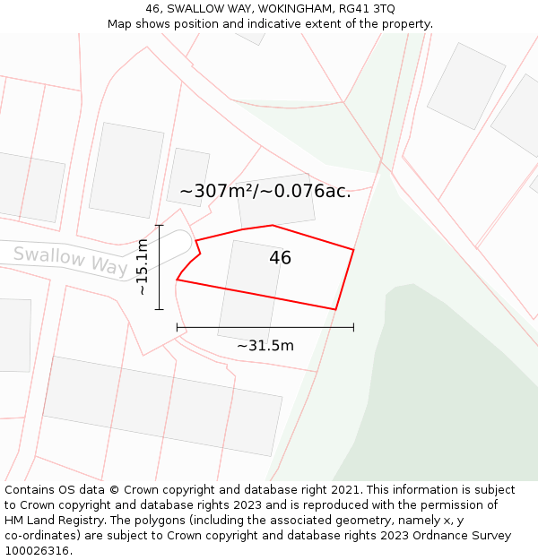 46, SWALLOW WAY, WOKINGHAM, RG41 3TQ: Plot and title map