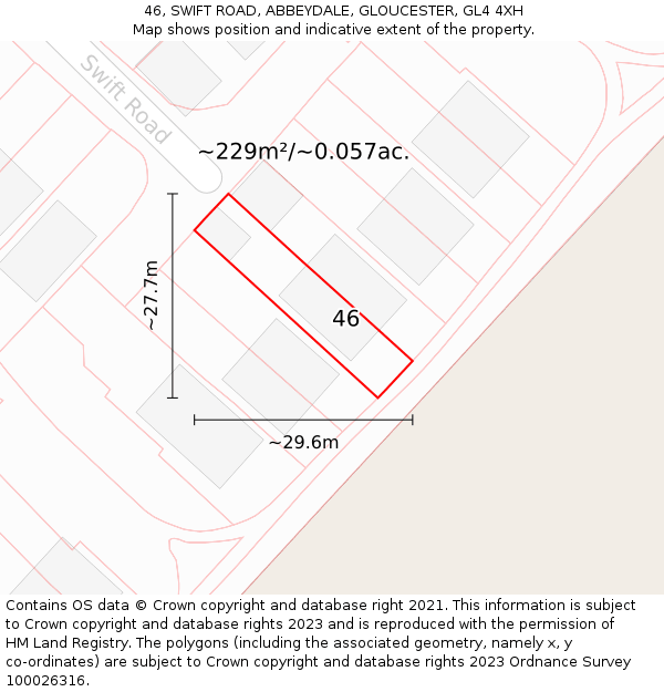 46, SWIFT ROAD, ABBEYDALE, GLOUCESTER, GL4 4XH: Plot and title map