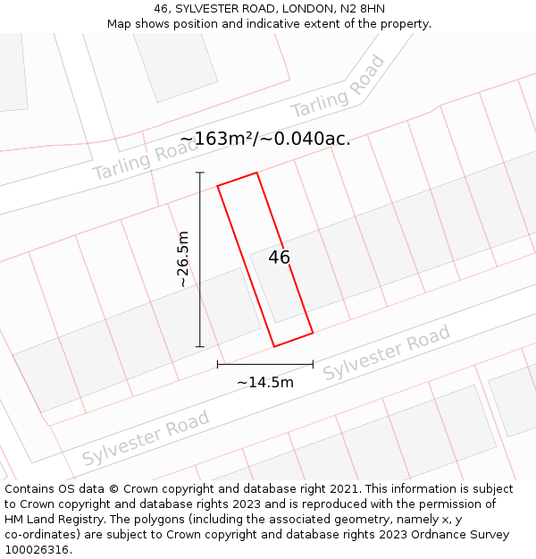 46, SYLVESTER ROAD, LONDON, N2 8HN: Plot and title map