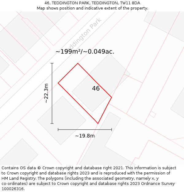 46, TEDDINGTON PARK, TEDDINGTON, TW11 8DA: Plot and title map