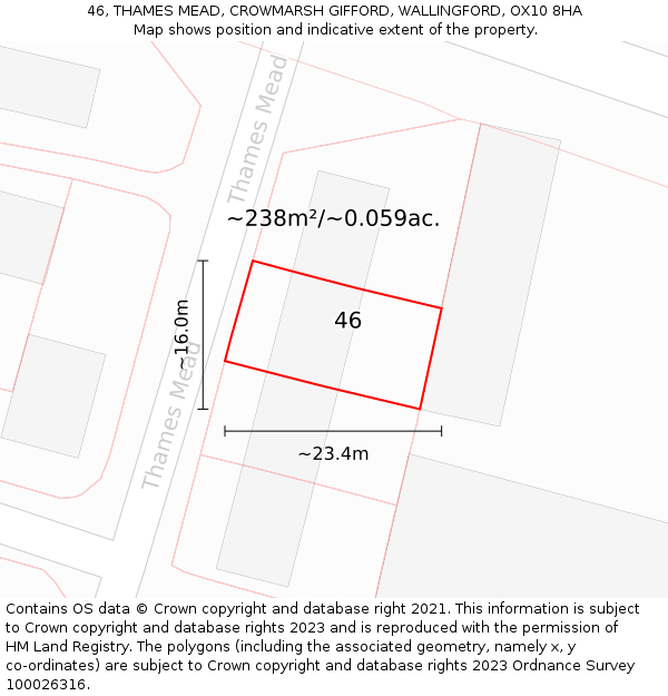 46, THAMES MEAD, CROWMARSH GIFFORD, WALLINGFORD, OX10 8HA: Plot and title map
