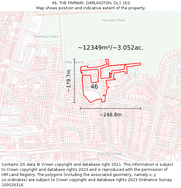 46, THE FAIRWAY, DARLINGTON, DL1 1ES: Plot and title map