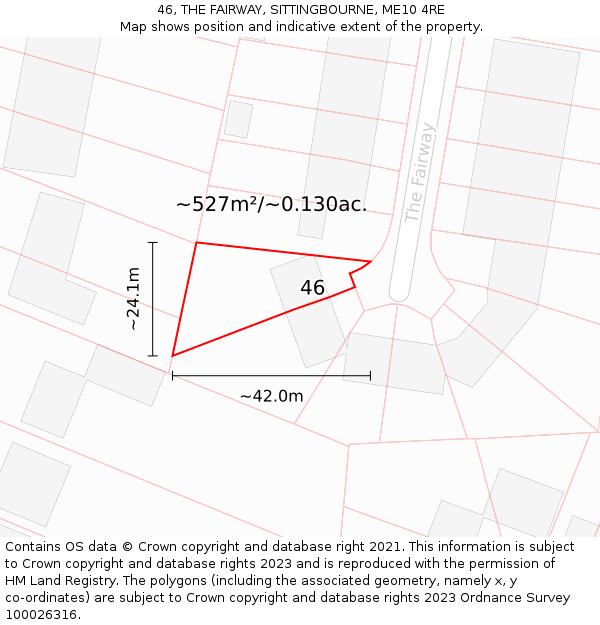 46, THE FAIRWAY, SITTINGBOURNE, ME10 4RE: Plot and title map