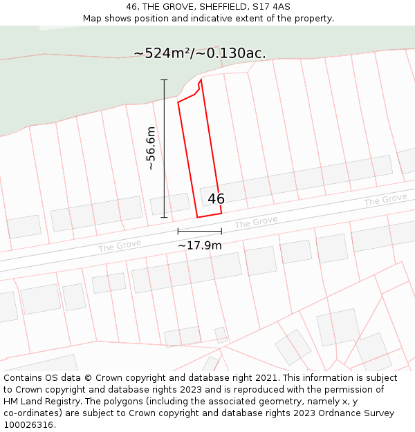 46, THE GROVE, SHEFFIELD, S17 4AS: Plot and title map