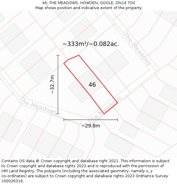 46, THE MEADOWS, HOWDEN, GOOLE, DN14 7DX: Plot and title map