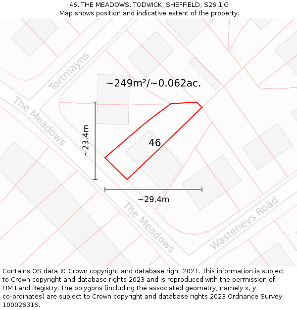 46, THE MEADOWS, TODWICK, SHEFFIELD, S26 1JG: Plot and title map