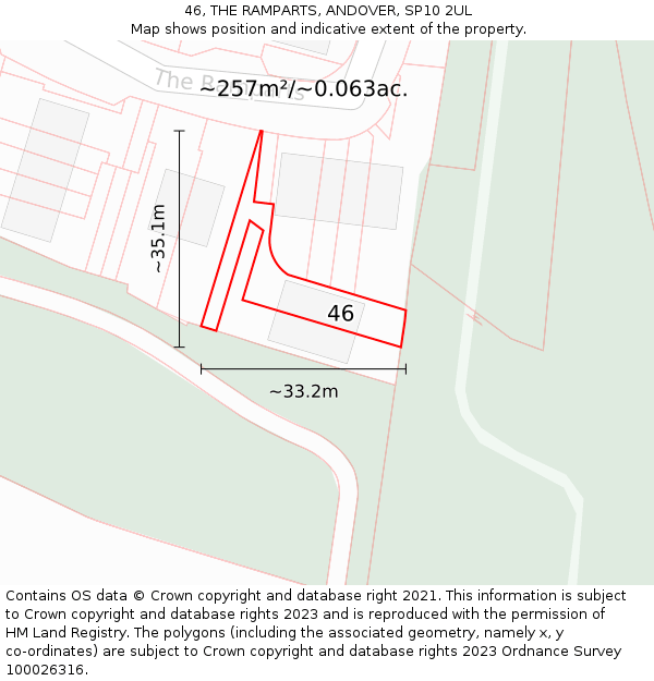 46, THE RAMPARTS, ANDOVER, SP10 2UL: Plot and title map