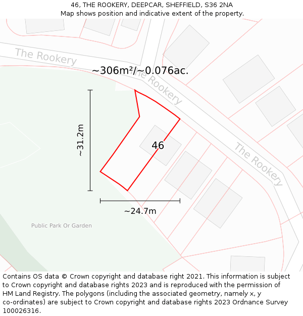 46, THE ROOKERY, DEEPCAR, SHEFFIELD, S36 2NA: Plot and title map