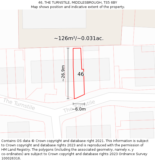46, THE TURNSTILE, MIDDLESBROUGH, TS5 6BY: Plot and title map
