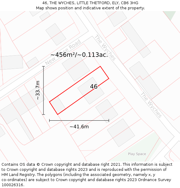 46, THE WYCHES, LITTLE THETFORD, ELY, CB6 3HG: Plot and title map