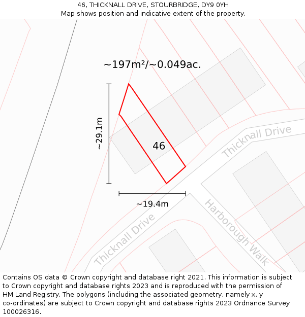 46, THICKNALL DRIVE, STOURBRIDGE, DY9 0YH: Plot and title map