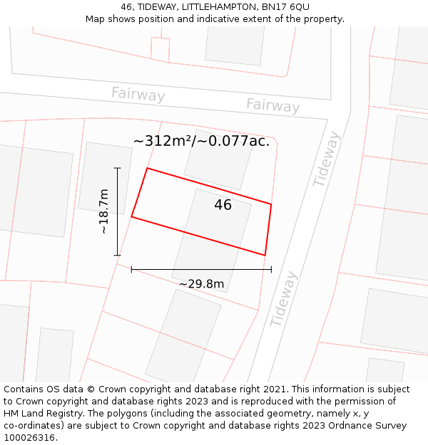 46, TIDEWAY, LITTLEHAMPTON, BN17 6QU: Plot and title map