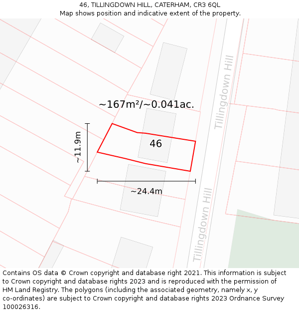 46, TILLINGDOWN HILL, CATERHAM, CR3 6QL: Plot and title map