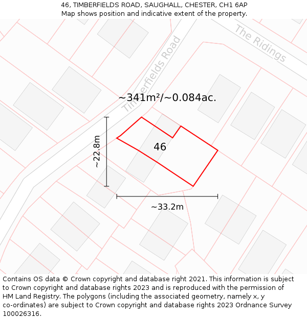 46, TIMBERFIELDS ROAD, SAUGHALL, CHESTER, CH1 6AP: Plot and title map