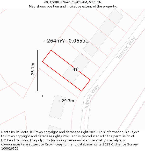 46, TOBRUK WAY, CHATHAM, ME5 0JN: Plot and title map