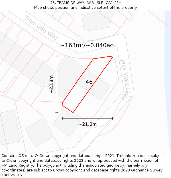 46, TRAMSIDE WAY, CARLISLE, CA1 2FH: Plot and title map