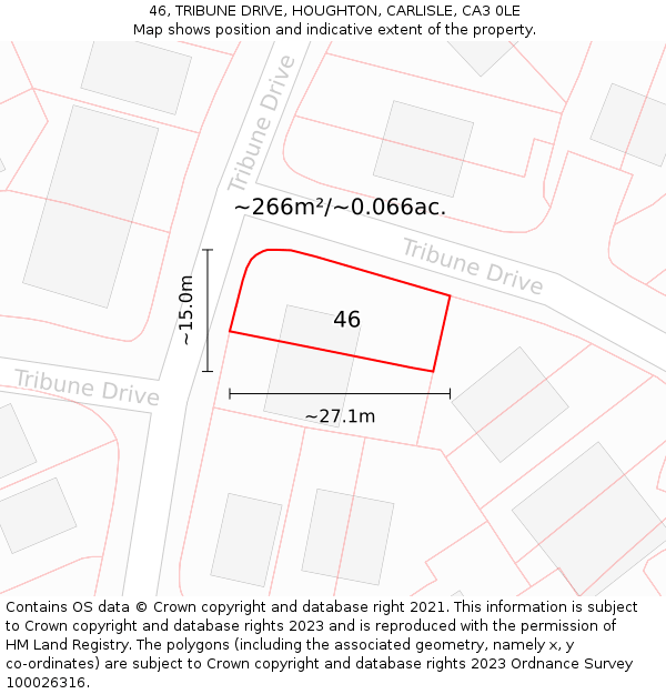 46, TRIBUNE DRIVE, HOUGHTON, CARLISLE, CA3 0LE: Plot and title map