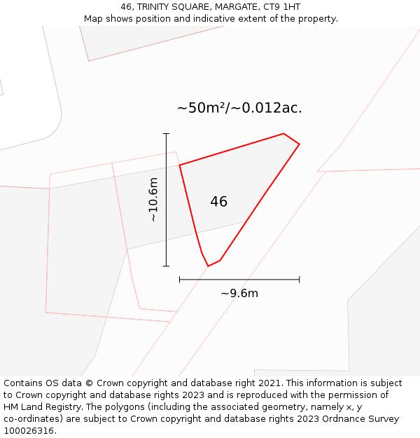 46, TRINITY SQUARE, MARGATE, CT9 1HT: Plot and title map