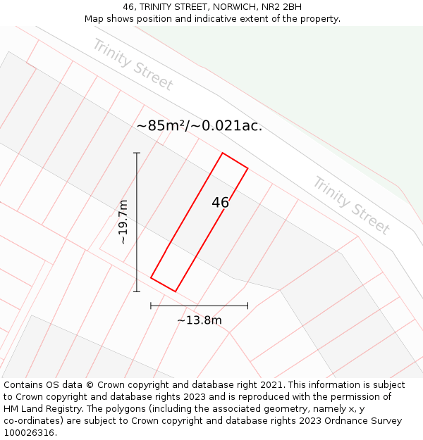 46, TRINITY STREET, NORWICH, NR2 2BH: Plot and title map