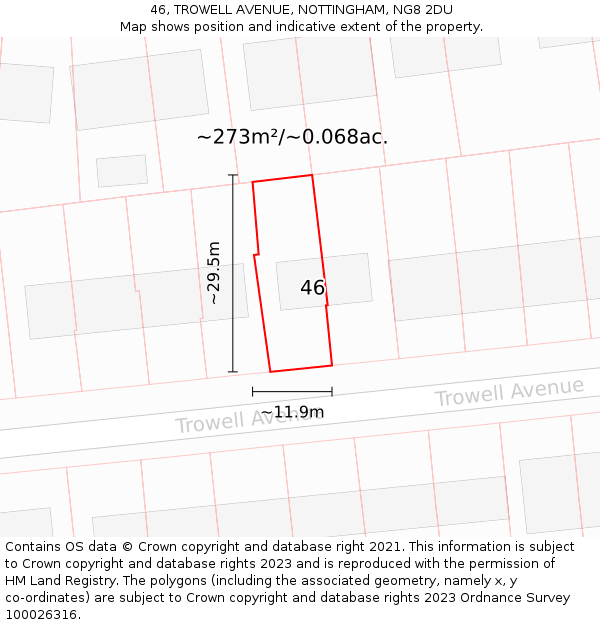 46, TROWELL AVENUE, NOTTINGHAM, NG8 2DU: Plot and title map