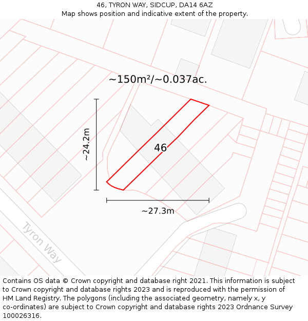 46, TYRON WAY, SIDCUP, DA14 6AZ: Plot and title map