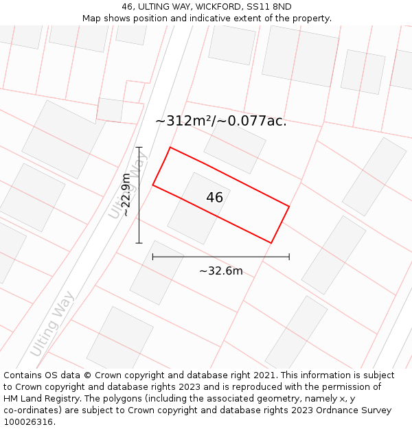 46, ULTING WAY, WICKFORD, SS11 8ND: Plot and title map