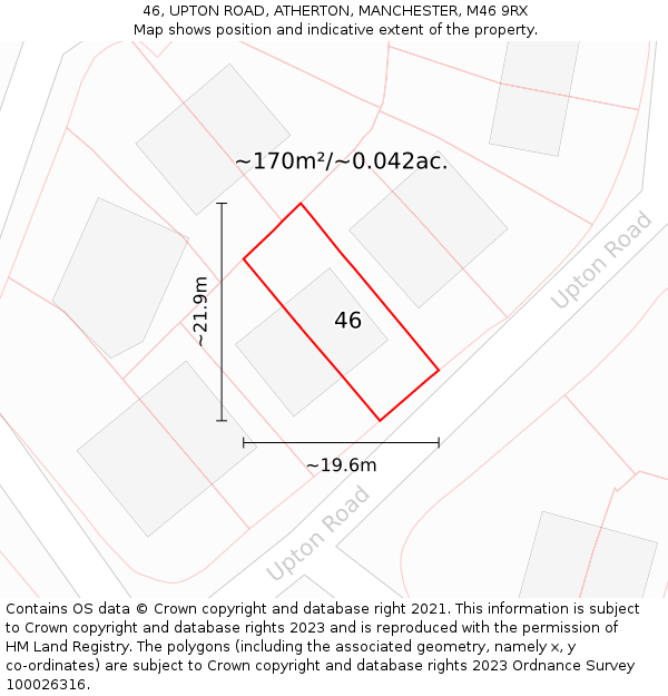 46, UPTON ROAD, ATHERTON, MANCHESTER, M46 9RX: Plot and title map