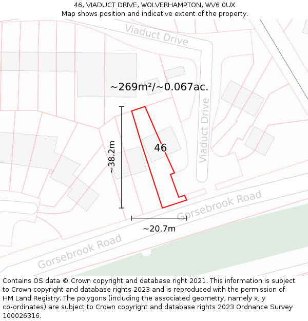 46, VIADUCT DRIVE, WOLVERHAMPTON, WV6 0UX: Plot and title map