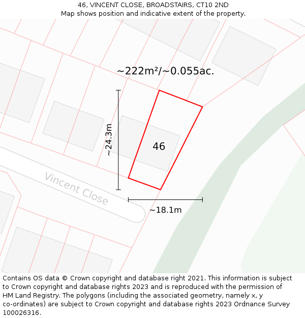 46, VINCENT CLOSE, BROADSTAIRS, CT10 2ND: Plot and title map