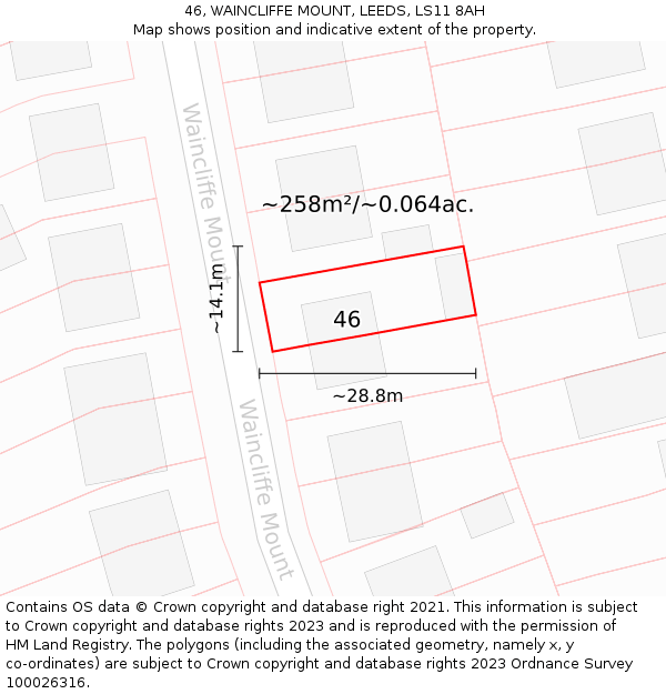 46, WAINCLIFFE MOUNT, LEEDS, LS11 8AH: Plot and title map
