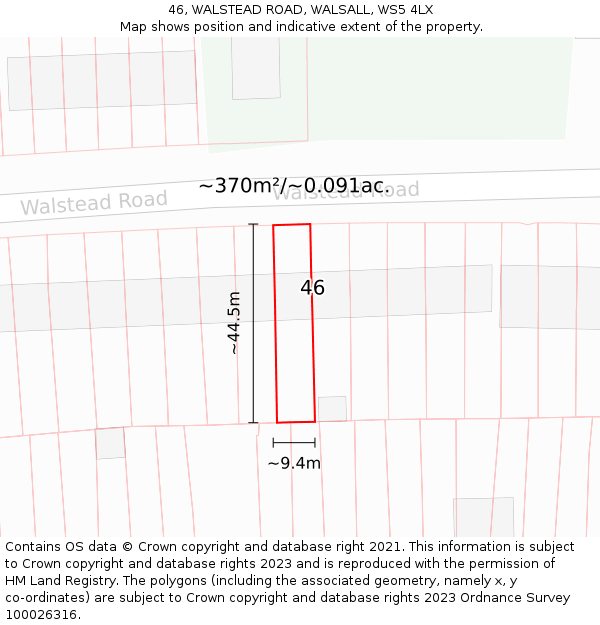 46, WALSTEAD ROAD, WALSALL, WS5 4LX: Plot and title map