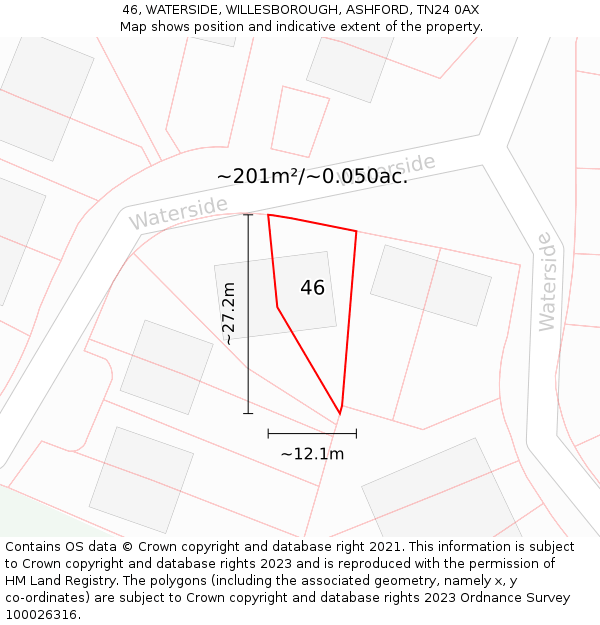 46, WATERSIDE, WILLESBOROUGH, ASHFORD, TN24 0AX: Plot and title map