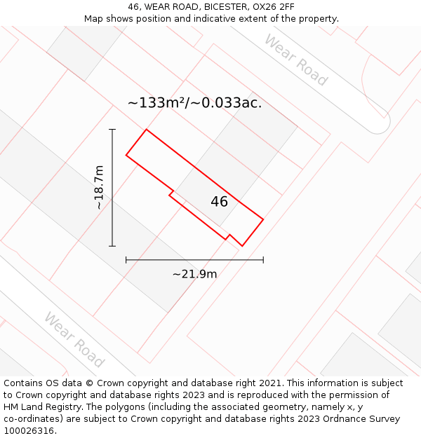 46, WEAR ROAD, BICESTER, OX26 2FF: Plot and title map