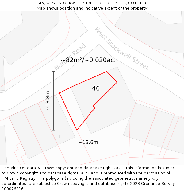 46, WEST STOCKWELL STREET, COLCHESTER, CO1 1HB: Plot and title map