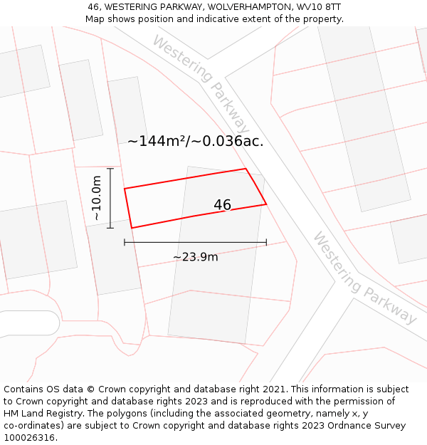 46, WESTERING PARKWAY, WOLVERHAMPTON, WV10 8TT: Plot and title map