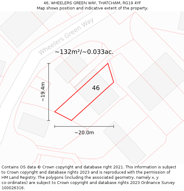 46, WHEELERS GREEN WAY, THATCHAM, RG19 4YF: Plot and title map