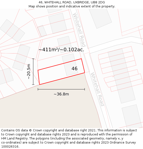 46, WHITEHALL ROAD, UXBRIDGE, UB8 2DG: Plot and title map