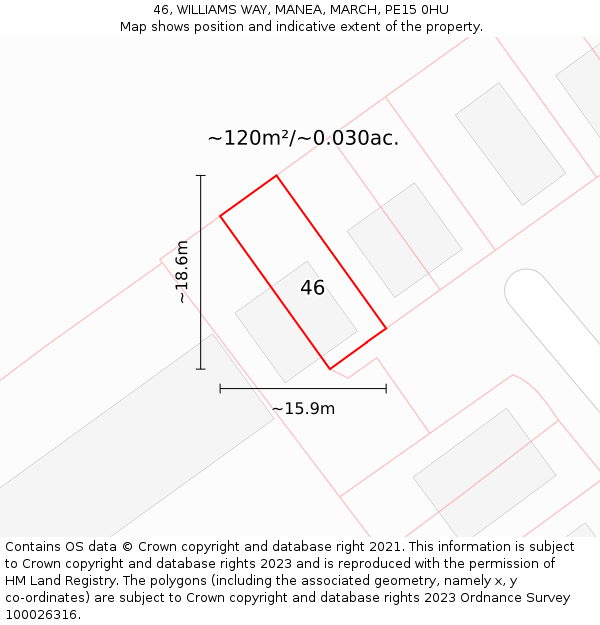 46, WILLIAMS WAY, MANEA, MARCH, PE15 0HU: Plot and title map