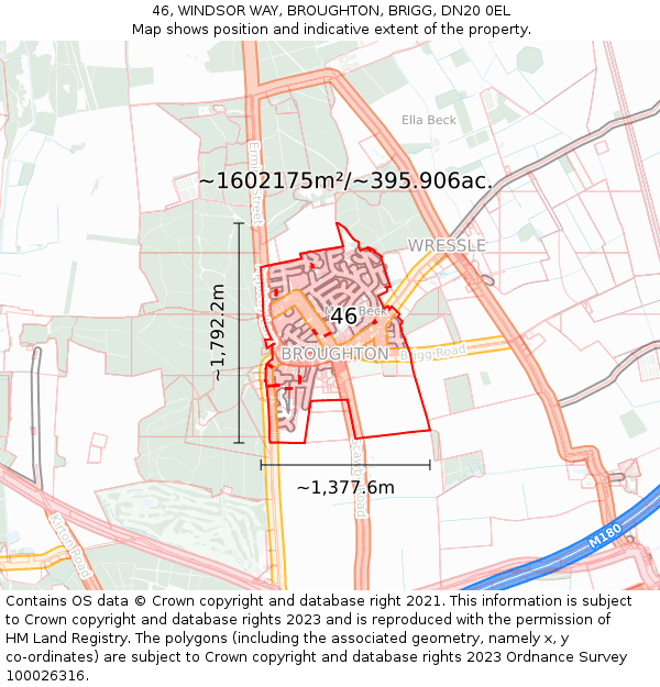 46, WINDSOR WAY, BROUGHTON, BRIGG, DN20 0EL: Plot and title map