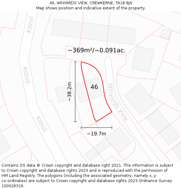 46, WINYARDS VIEW, CREWKERNE, TA18 8JA: Plot and title map