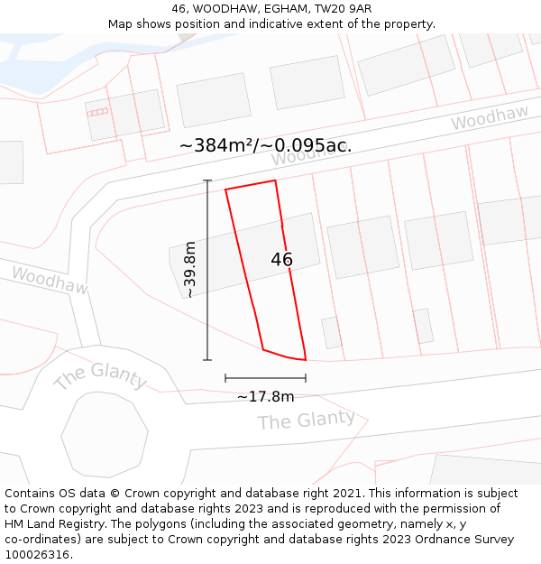46, WOODHAW, EGHAM, TW20 9AR: Plot and title map