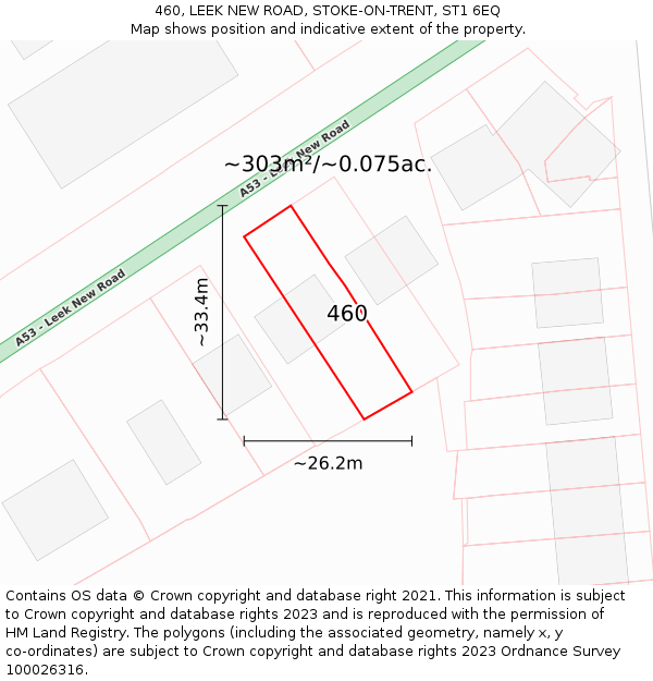 460, LEEK NEW ROAD, STOKE-ON-TRENT, ST1 6EQ: Plot and title map