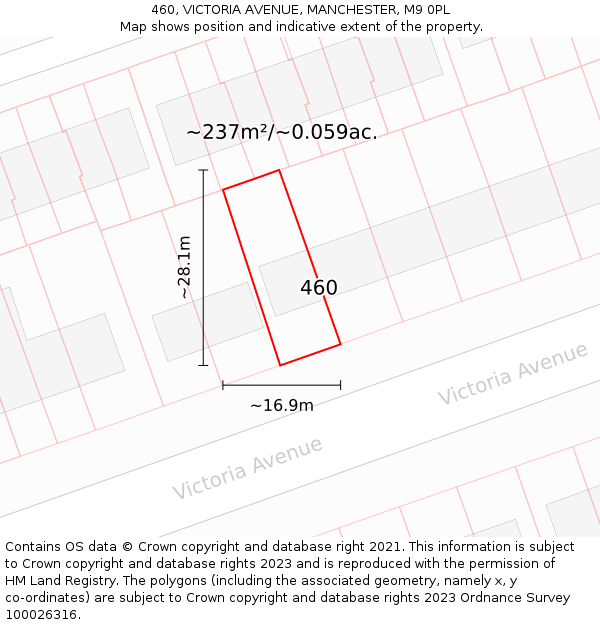 460, VICTORIA AVENUE, MANCHESTER, M9 0PL: Plot and title map
